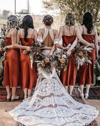 One Top 2019 Trend We Re Loving Bridesmaids In Slip Dresses And That Gorgeous Orange Bridesmaid Dresses Silk Bridesmaid Dresses Backless Bridesmaid Dress