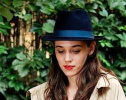 Women Blue Fedora Felt Winter Autumn Small Brim Hat Fedora Trilby Hat Navy Blue Fedora Hat Trilby Hat Womens Fedora Hat Fedora Hat