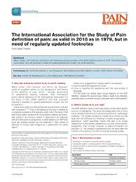 Pdf The International Association For The Study Of Pain Definition Of Pain As Valid In 2018 As In 1979 But In Need Of Regularly Updated Footnotes
