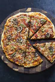 Overhead Shot Of Vegan No Yeast Pizza With Vegetable Topping No Yeast Pizza Dough Vegan Pizza Pizza Recipes Dough