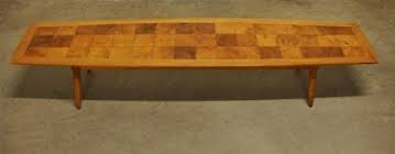 Coffee tables are like a noses, in that we don't think much about them, but without them things would look very strange. Mid Century Modern Tomlinson Sophisticate Surfboard Coffee Table Marquetry Top Ebay