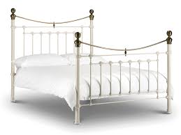 Brass king size metal bed frame. Julian Bowen Victoria 5ft King Size Ivory And Brass Metal Bed Frame