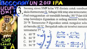 Suhu suatu benda diukur dengan menggunakan termometer fahrenheit menunjukkan skala 77°f. Un Smp 2017 Ipa Bocoran Prediksi Ucun Dki Tahap I A No 03 Konversi Suhu Termometer X Youtube