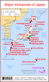 Major Volcanoes And Eruptions In Japan Japan Volcano Volcano Japan Map