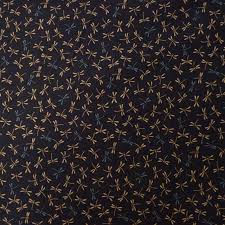 Tissu Japonais Bleu Nuit Libellules Tissu Japonais Couleur Japon Japon