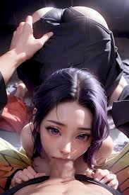 Shinobu Kocho close up fellatio - Rule 34 AI Art