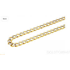 Diamond cuban chains for men are always on top of any jewelry collection. Gold Town Corp 14k Yellow Gold Hollow Pave Diamond Cut Cuban Link Chain Necklace 3 5mm Walmart Com Walmart Com