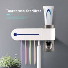 3 In 1 Antibacterial Uv Light Ultraviolet Automatic Toothpaste Dispenser Sterilizer Toothbrush Holder Cleaner Uv Toothbrush Sanitizer Brushing Teeth Sanitize Toothbrush