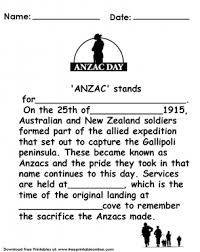 Anzac Day Kids Worksheet Worksheets For Kids Anzac Day Anzac