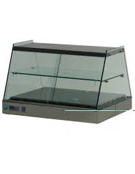 Apertura lato operatore con maniglia cromata. Vetrina Calda Da Banco Vetri Piani Cm 168x70x55h Per Teglie Vetrine Calde Riscaldate Da Banco Espositori Vetrine Da Ban