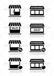 Single Shop Store Supermarket Vector Icons Set Icon Set Icon Set Vector Sign Board Design
