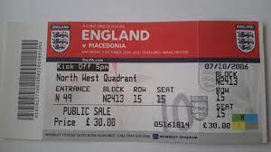 England V Macedonia 2006 International Football Ticket Stub Football Ticket International Football Ticket Stubs