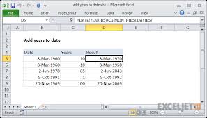 Excel Formula Add Years To Date Exceljet