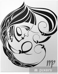This red and black virgo horoscope tattoo has a virgo sign that seems like it is painted with lipstick as it has a very blurry structure. Virgo Zodiac Vector Sign Tattoo Design Poster Pixers We Live To Change