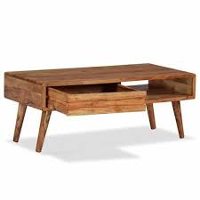 vidaxl salontafel met bewerkte lade 100x50x40 cm massief hout houten salontafels koffietafel salontafel