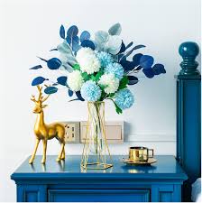37 decoration artificial flowers decoration ideas galleries description: Buy Blue Artificial Flowers With Vase And Gift Box White Fake Silk Hydrangea Flores Artificiales Decoracion Wedding Centerpieces For Tables Kitchen Dining Room Gifts For Women Blue Fake Flower Online In Indonesia