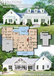 Plan 70628mk Modern Farmhouse Plan With Vaulted And Beamed Great Room Modern Farmhouse Plans Dream House Plans Farmhouse Plans