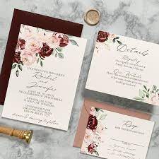 Burgundy And Blush Watercolor Floral Wedding Invitation Etsy Mauve Wedding Invitations Blush Gold Wedding Invitations Burgundy Wedding Invitations
