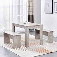 Check spelling or type a new query. Huisen Furniture Small Grey Dining Room Table And 2 Bench Set For 4 People Seat Kitchen Dinette Set Wooden For Cafe Restaurant Grey Amazon Co Uk Home Kitchen