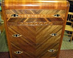 Midcentury modern art deco vintage curly birdseye maple tall chest #35686. Waterfall Bedroom Furniture Etsy