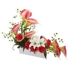 Alcott Hill Mixed Floral Arrangement In Vase Wayfair Artificial Flower Arrangements Rose Flower Arrangements Flower Arrangements Simple