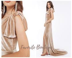 Buy CHAMPAGNE Velvet Bridesmaid Dress One-shoulder Dress Coctaile Velvet  Prom Dress Custom V Neck Dress Floor A Line Dress Mother of the Honour  Online in India