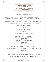 Open sunday, 2pm to 7pm. Reginato Ristorante Home Lake Katrine New York Menu Prices Restaurant Reviews Facebook