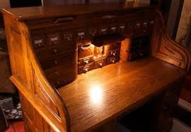 Antique solid oak roll top desk, chair, lamp. Custom Built Oak Rolltop Desk With Built In Lamp Secret Compartments For Sale In Chicago Illinois Classified Americanlisted Com