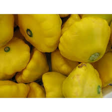 These squash are pale yellow with a textured skin that resembles a honeydew melon. Yellow Scallop Squash