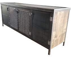 Check out how to build this diy modern industrial media console/tv stand using steel and reclaimed cargo flooring wood that i shou sugi ban torched. Classic Vintage Industrial Media Console Cabinet Industrial Evolution Furniture Co