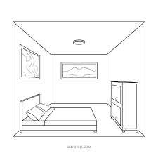 The above drawing of a bedroom (a fairly common scene in anime and manga) is done in one point perspective. Kfhxawdoae35hm