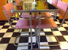 Set Of Four 1940 39 S 1950 39 S Pink Vinyl Chrome Dining Chairs Chrome Retro Table Dining Chairs