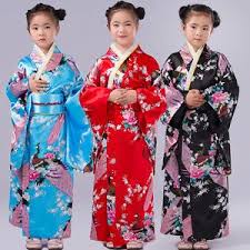 New Girls Kids Japanese Peacock Printing Geisha Kimono Fancy Dress Up Costume Madchen Kleidung Japanisches Madchen Yukata
