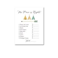 Baby Shower Tribal Teepee Indian Arrow Game The Price Is Right Instant Download Printable Baby Shower Tribal Baby Shower Baby Shower Printables