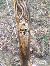 How To Carve A Woodspirit In A Hiking Stick Carved Walking Stick Wood Carving By Josh Carte Wood Spirit Etsy Wood Spirit Wood Carving Patterns Carving