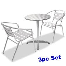 Patio Bistro Set Round Table Stackable Chair Aluminium Pub Bar Outdoor Furniture Stackable Chairs Bistro Set Summer Furniture