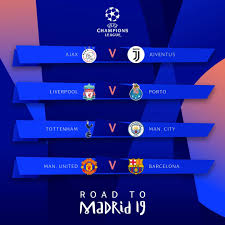 All the action from 4 more round of 16 first legs, plus, the ciro immobile on the tantalizing attack on. Champions League Quarter Final Draw 2019 Tottenham V Man City Barcelona V Man Utd Liverpool V Porto And Ajax V Juventus Kokolevel Blog