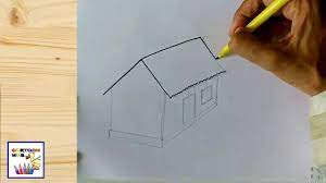 2 draw a vertical line across the horizontal line you had drawn earlier. How To Draw 3d House Youtube