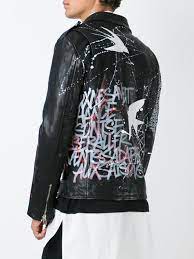 Faith Connexion Grafitti Biker Jacket Luisa Boutique Farfetch Com Fashion Denim Ideas Painted Clothes