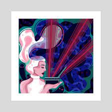 Neon illustration of a container with color splashes, explosion and liquid burst. Pandora S Box An Art Print By Rae Inprnt