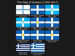 Red, white, and blue flag in which are combined the crosses of st. The Greek Flag Consist Of A White Cross And Nine Blue And White Stripes