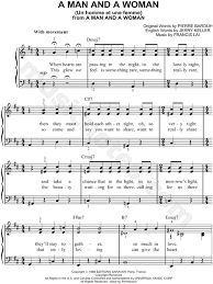 C' est pourtant ce qui a été fait ! Francis Lai A Man And A Woman Un Homme Et Une Femme Sheet Music Easy Piano In D Major Transposable Download Print Sku Mn0091267