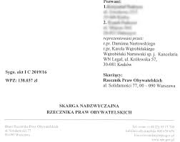 Metropolitarny sąd duchowny 276 km. Rzecznik Praw Obywatelskich Po Zapoznaniu Sie Z Przygotowanym Przez Nas Wnioskiem Sklada Skarge Nadzwyczajna Od Prawomocnego Wyroku W Sprawie Kredytu Z Chf Wn Legal