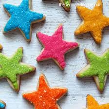 Decorated christmas cookies on the plate. Star Cookies Sprinkle Rainbow Star Cookies For Teacher Appreciation