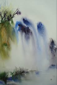Cascade 2 Photo De Technique Humide L Aquarelle Le Blog De Dd Peintures Paysage D Eau Paysage Aquarelle