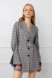 Grey Plaid Blazer Dress Blazer Dress Plaid Blazer White Collared Blouse