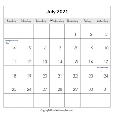 2021 free printable oceans calendar. Free Printable July 2021 Calendar Template In Pdf Excel Word