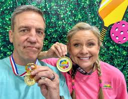 So this happened today at the “Pickleball with the Stars” event in North  Myrtle Beach. Cindy's never played and her team finishes 2nd place. I've  played