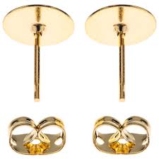More details lana 14k flat multi solo diamond hoop earrings details lana hoop earrings from the rodeo collection. 18k Gold Plated Earring Posts With Flat Pad Clutch 8mm Hobby Lobby 1216548