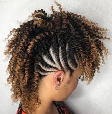 The look features highlights in the bang and large marcell curls throughout. 70 Best Black Braided Hairstyles That Turn Heads Braided Mohawk Hairstyles Hair Styles Goddess Braids Hairstyles